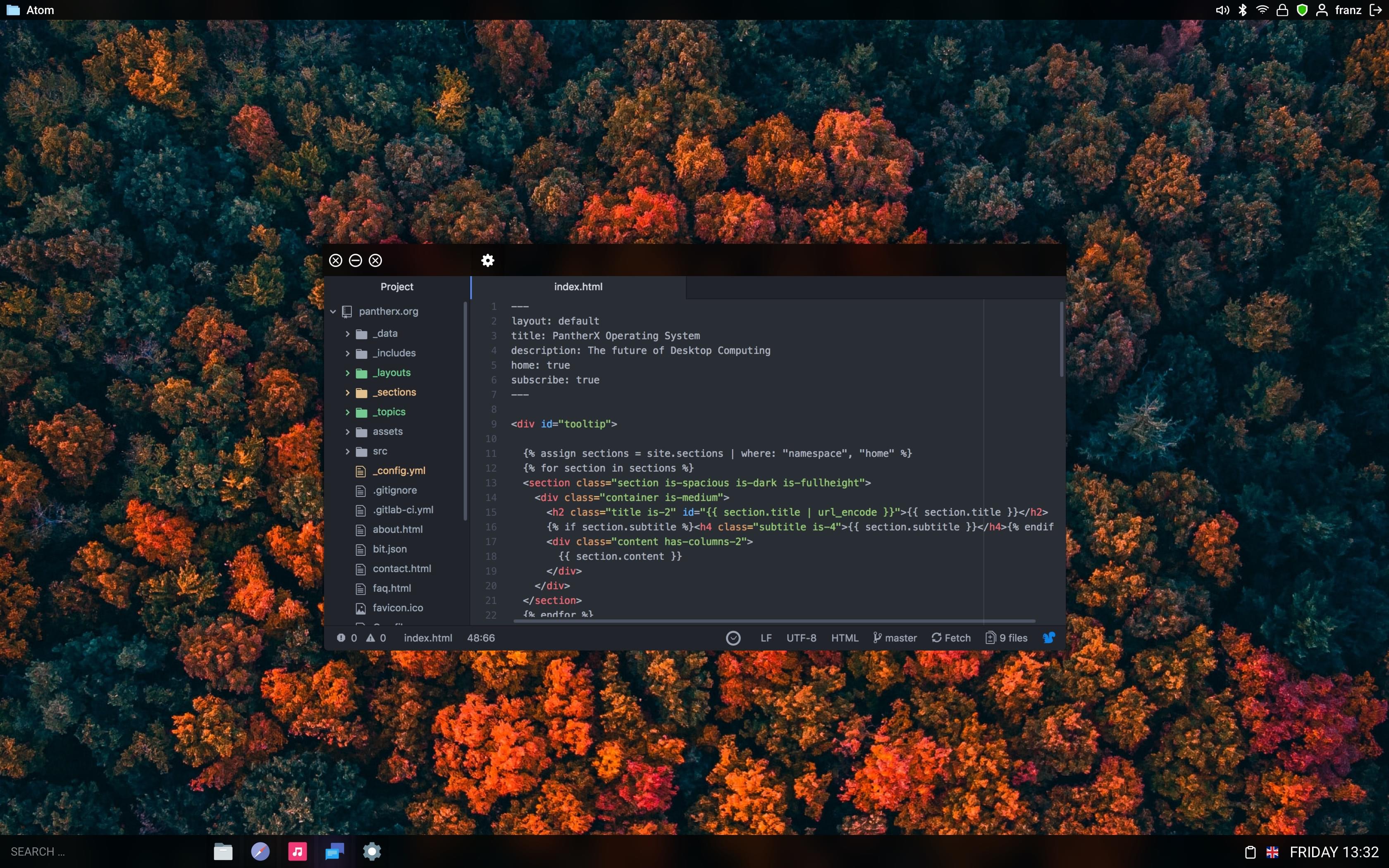 Atom running on PantherX